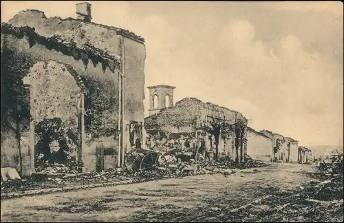 CPA Eton (Meuse) zerstörte Straße WK1 1914