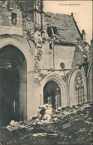 CPA Roye (Somme) zerstörte Stadt Kirche WK1 1915