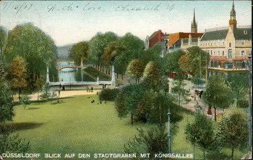 Ansichtskarte Düsseldorf Blick auf Stadtgraben Königsallee 1920