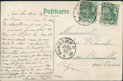 Ansichtskarte Aachen Hauptpost am Kapuzinergraben Strasse belebt 1908  )