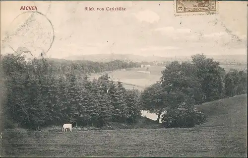 Ansichtskarte Aachen Panorama Blick von der Carlshöhe, Umland-Ansicht 1908