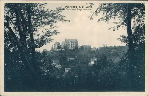 Marburg an der Lahn Blick durch Bäume auf Schloss von Augustenruhe 1910