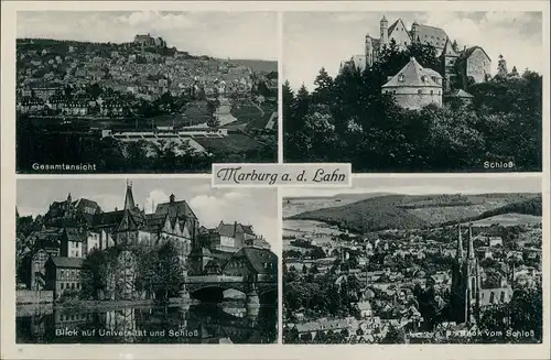 Marburg an der Lahn Mehrbildkarte Gesamtansicht Schloß Universität Panorama 1938