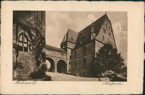 Ansichtskarte Marburg an der Lahn Schloßpartie Teilansicht Torbogen 1924