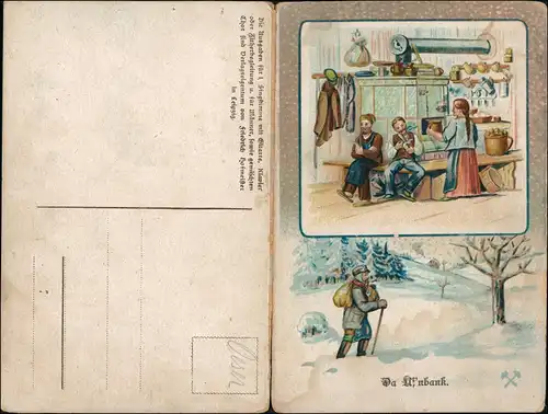 Liedkarten Erzgebirge (Anton Günther) Klappkart Da Ufnbank 1912 Erzgebirge, Anton Günther Gottesgab: