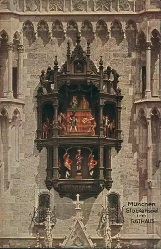 Ansichtskarte München Rathaus Glockenspiel mit Figuren 1920