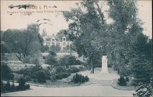 Landau in der Pfalz Partie am Nord-Ring, Kaiser Friedrich Denkmal 1919