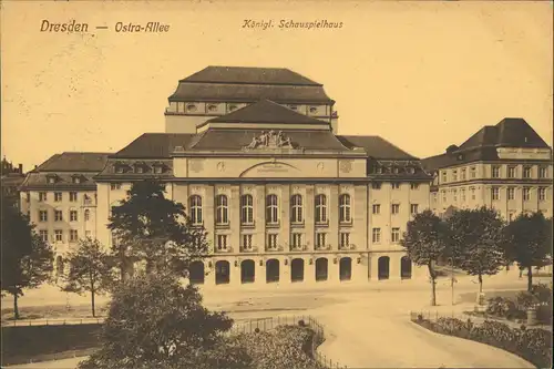 Ansichtskarte Dresden Königliches Schauspielhaus Ostra-Allee 1916