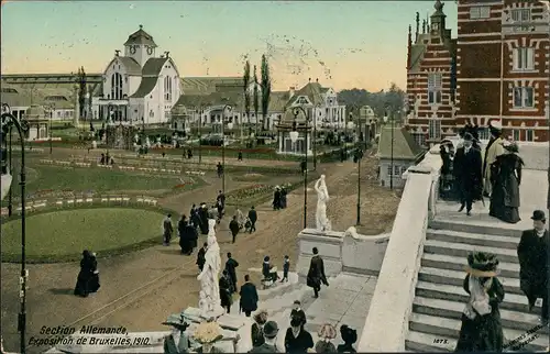 Postkaart Brüssel Bruxelles Expo Treppe - Deutscher Bereich 1910