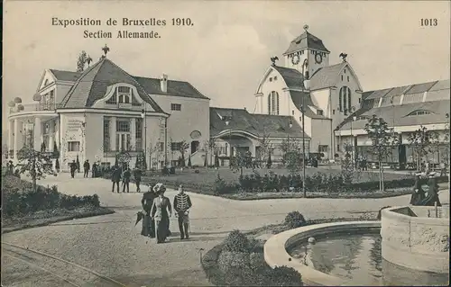 Brüssel Bruxelles Expo gut gekleidete Menschen Pavillon Allmand 1910