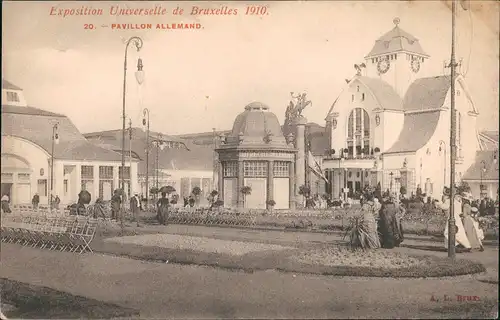 Postkaart Brüssel Bruxelles Expo Pavilloon Allmand Stühle 1910