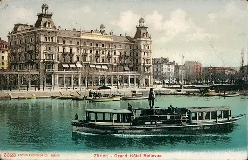 Ansichtskarte Zürich Grand Hotel - Fahrgastschiff 1906