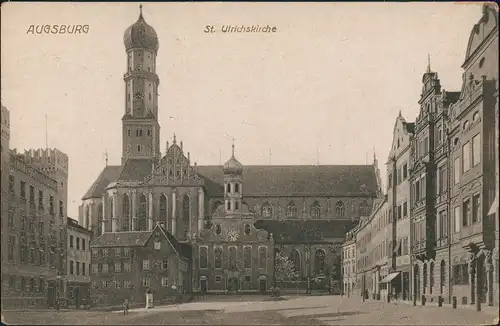 Ansichtskarte Augsburg Ulrichskirche - Markt 1922