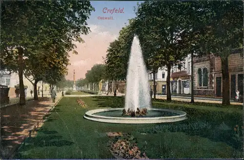 Ansichtskarte Krefeld Crefeld Ostwall gel. Militär Belgique 1923