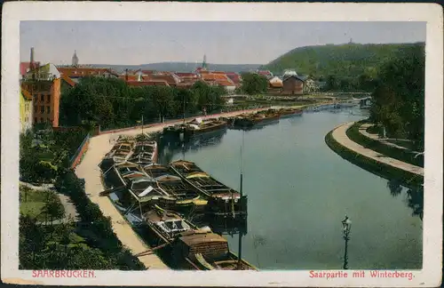 Ansichtskarte Saarbrücken Saarpartie, Schlepper Winterberg 1920