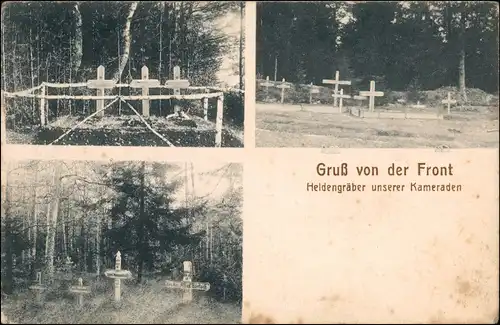 Ansichtskarte  3 Bild Heldengräber gel. Minenw. Abtlg. 160 1916
