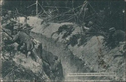 Ansichtskarte  Wk1 Feindliche Drahtverhaue Schützengraben 1915