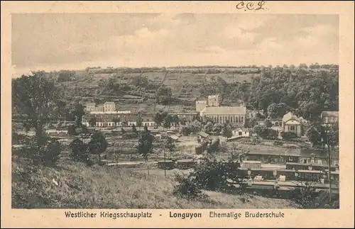 CPA Longuyon Bruderschule Bahnhof 1914