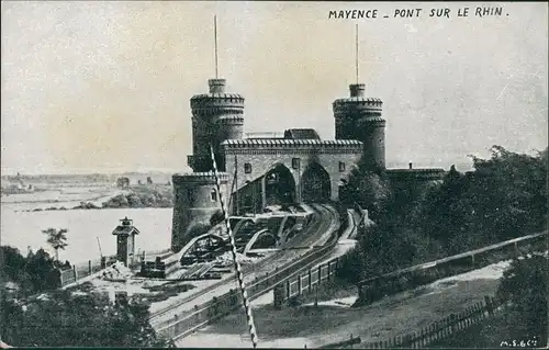 Ansichtskarte Mainz Rheinbrücke Straßenbrücke Pont Sur Le Rhin 1910