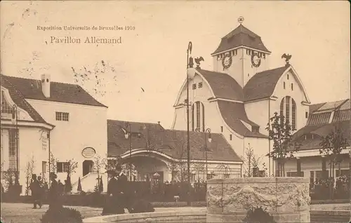 Postkaart Brüssel Bruxelles Ausstellung Messe Pavillon Deutschland 1910