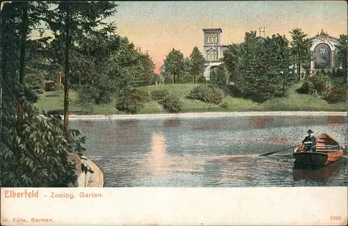 Ansichtskarte Elberfeld-Wuppertal Zoologischer Garten Teich Ruderboot 1910