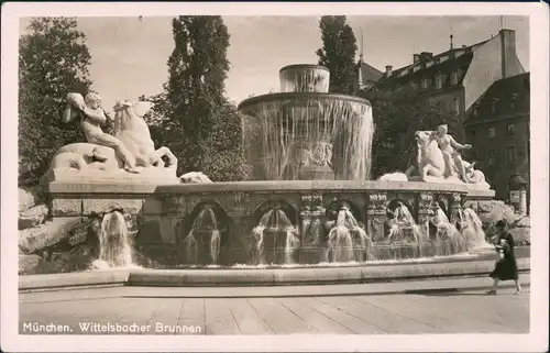 München Wittelsbacher Brunnen am Lenbachplatz Wasserkunst Skulpturen 1910