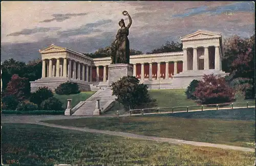 Ludwigsvorstadt-München Bavaria mit Ruhmeshalle Denkmal Skulptur 1910