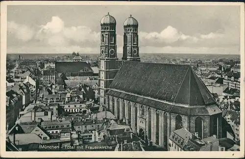 Ansichtskarte München Panorama mit Frauenkirche 1951