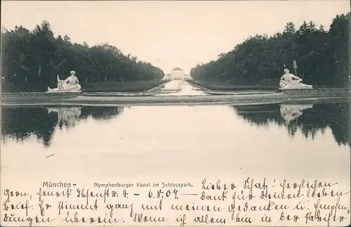 Ansichtskarte München Schloss Nymphenburg Kanal Schlosspark Skulpturen 1910