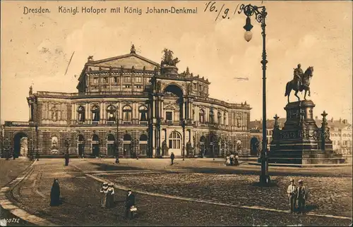 Innere Altstadt-Dresden König Johann Denkmal vor Semperoper Theaterplatz 1908