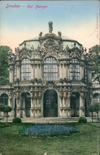 Innere Altstadt-Dresden Teilansicht Kgl. Zwinger Grünanlage 1907
