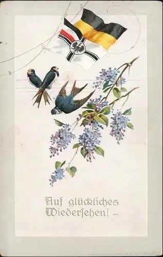 Ansichtskarte  Künstlerkarte Militär "Glück & Wiedersehen" 1916  als Feldpost