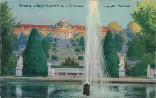 Potsdam Schlosspark Sanssouci Terrassen & Große Fontaine Wasserspiele 1922