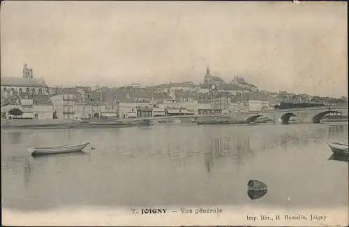 Joigny Vue générale, Fluss Partie mit Brücke, Bridge, Pont 1910