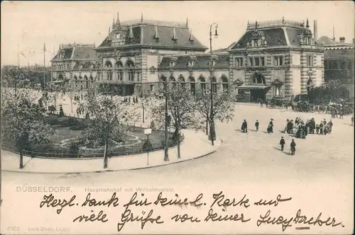 Ansichtskarte Düsseldorf Wilhelmplatz Hauptbahnhof Bahnhof Vorplatz 1906