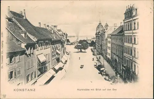 Ansichtskarte Konstanz Straßen Blick Marktstätte mit Blick zum See 1900