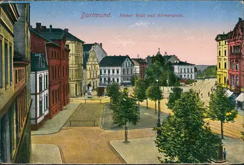 Ansichtskarte Dortmund Partie am Hoher Wall und Körnerplatz 1924