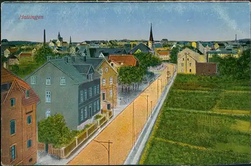 Ansichtskarte Hattingen Strassen Partie Wohnhäuser Teilansicht color 1910