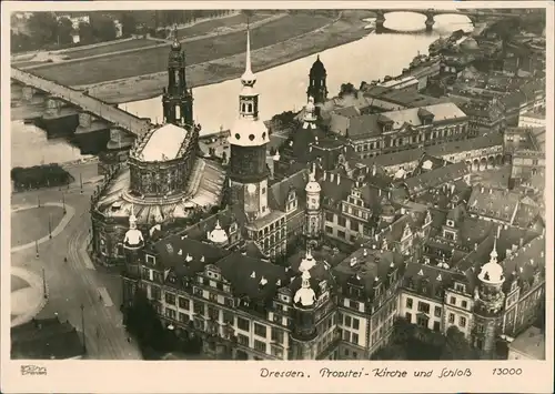 Ansichtskarte Innere Altstadt-Dresden Luftbild Schloss 1940 Walter Hahn:13000
