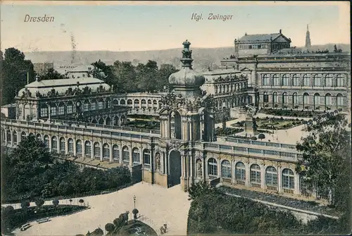 Innere Altstadt-Dresden Kgl. Dresdner Zwinger aus der Vogelschau 1909