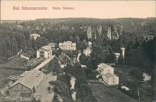 Bad Schweizermühle-Rosenthal-Bielatal Panorama-Blick auf Wohnhäuser 1910