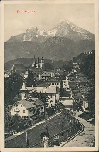 Ansichtskarte Berchtesgaden Panorama-Ansicht mit Watzmann Kirche 1910