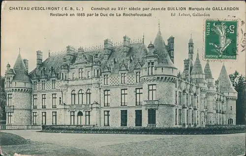 .Frankreich CHATEAU d' ESCLIMONT Jean de BULLION Marquis de GALLARDON  1910