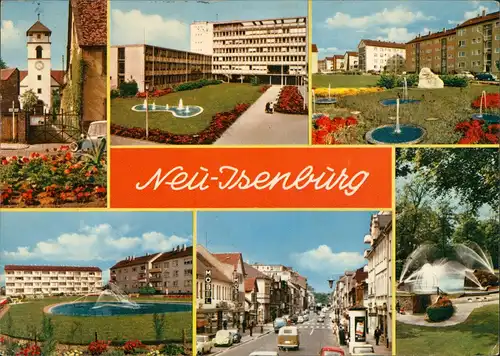 Ansichtskarte Neu-Isenburg Neubauten, Straße, Kirche 1967