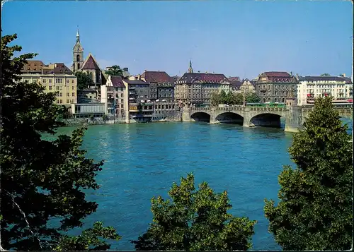 Ansichtskarte Basel Mittlere Rheinbrücke Bâle Le Pont du Milieu 1975