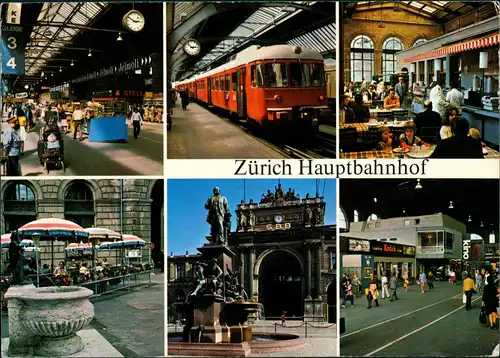 Ansichtskarte Zürich Hauptbahnhof Bahnhof Railway Station 1980
