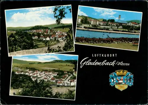 Ansichtskarte Gladenbach Mehrbild-AK 3 Fotos und Wappen 1970