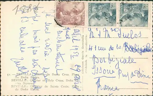 Postales Sevilla Barrio de Santa Cruz, Quartier de Sainte Croix 1960