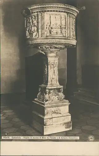 Prato (Toskana) Cattedrale Pulpito in marmo di Mino da Fiesole 1920