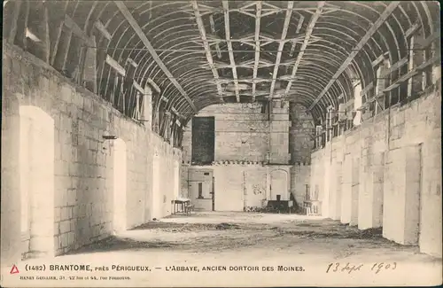 CPA Brantôme L'ABBAYE ANCIEN DORTOIR DES MOINES, Klsoter 1900